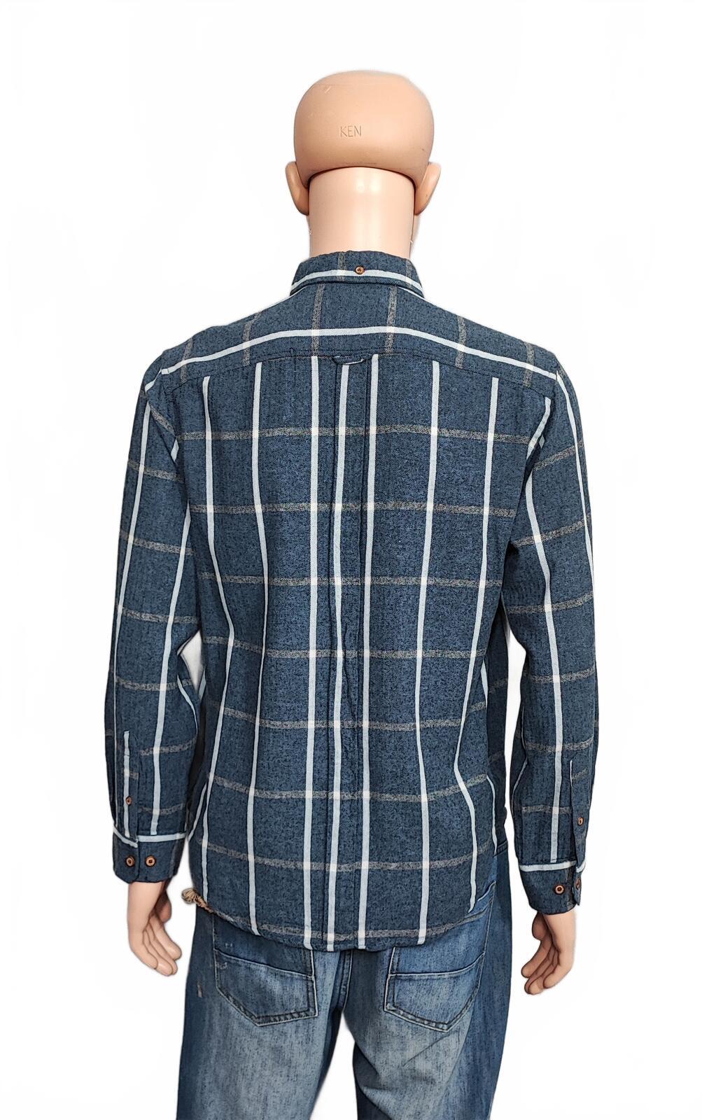 Vintage Ben Sherman Plain Long Sleeve Mod Button Down Shirt Blue Men Size Large