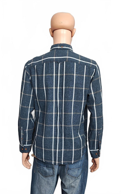 Vintage Ben Sherman Plain Long Sleeve Mod Button Down Shirt Blue Men Size Large