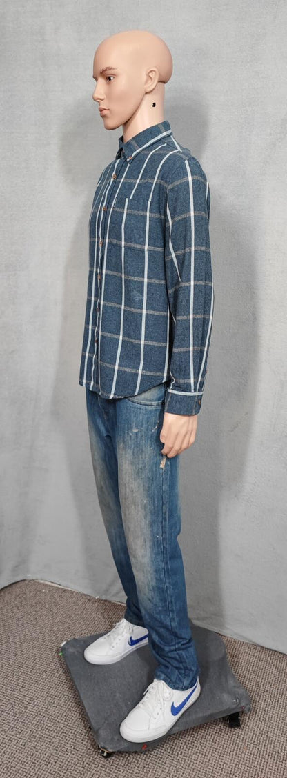 Vintage Ben Sherman Plain Long Sleeve Mod Button Down Shirt Blue Men Size Large