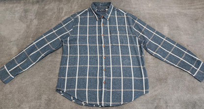 Vintage Ben Sherman Plain Long Sleeve Mod Button Down Shirt Blue Men Size Large