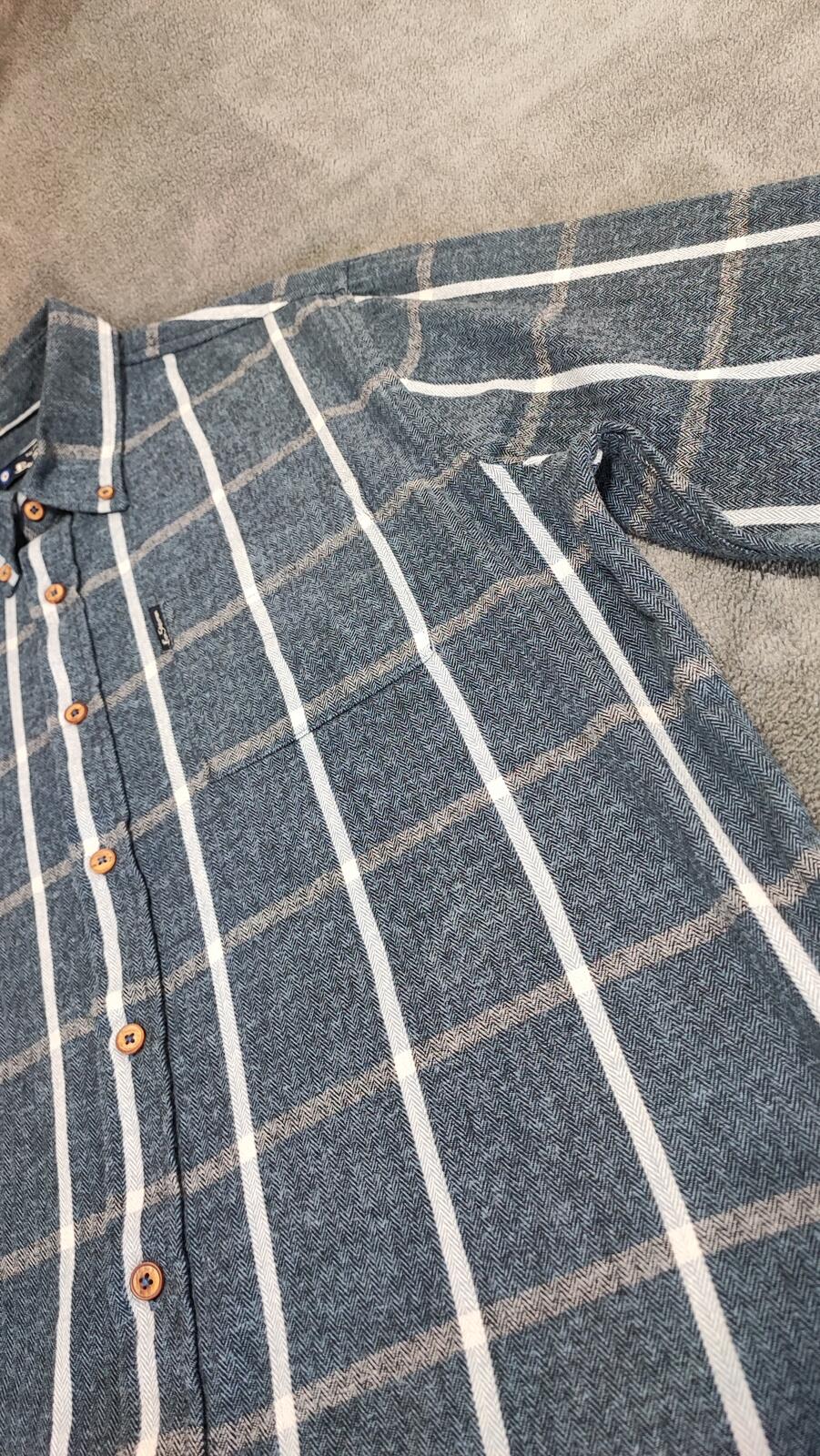 Vintage Ben Sherman Plain Long Sleeve Mod Button Down Shirt Blue Men Size Large