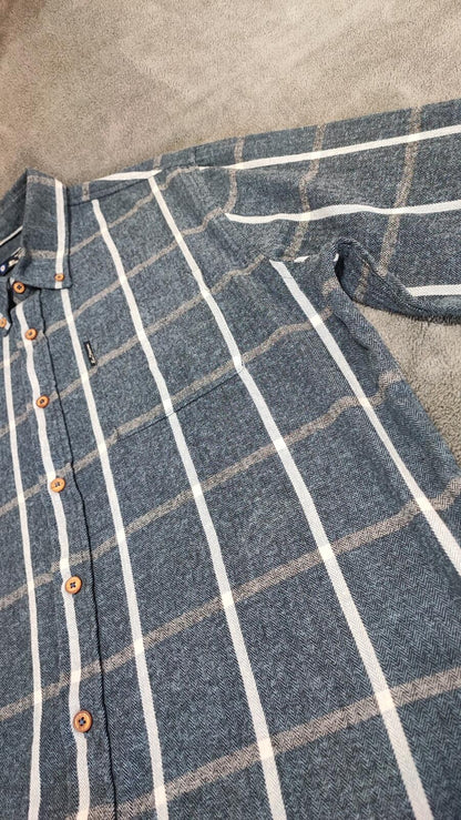 Vintage Ben Sherman Plain Long Sleeve Mod Button Down Shirt Blue Men Size Large