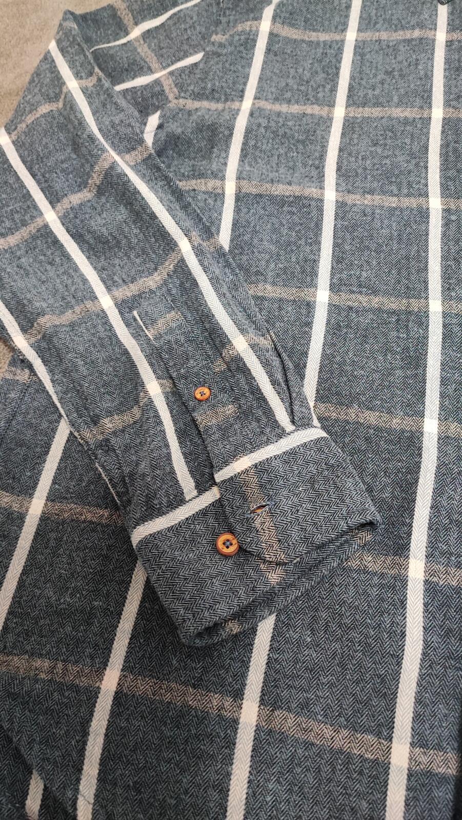 Vintage Ben Sherman Plain Long Sleeve Mod Button Down Shirt Blue Men Size Large