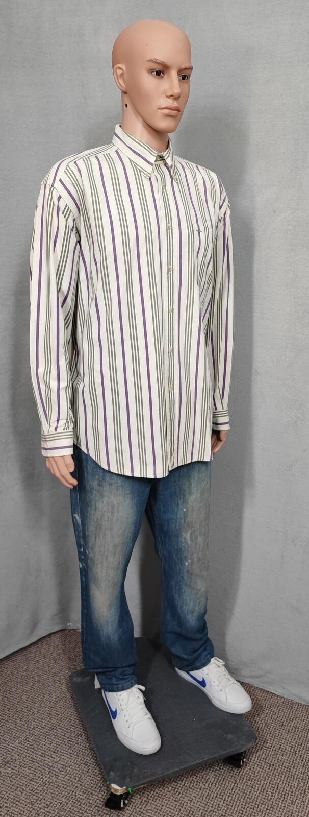 Vintage Tommy Hilfiger Striped Long Sleeve Preppy Shirt Purple Men Size XL