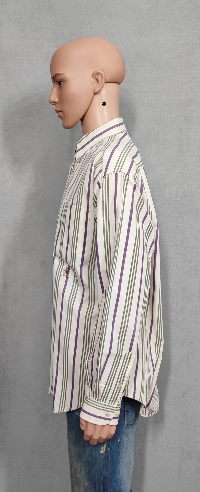 Vintage Tommy Hilfiger Striped Long Sleeve Preppy Shirt Purple Men Size XL