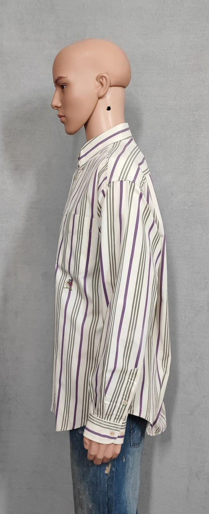 Vintage Tommy Hilfiger Striped Long Sleeve Preppy Shirt Purple Men Size XL