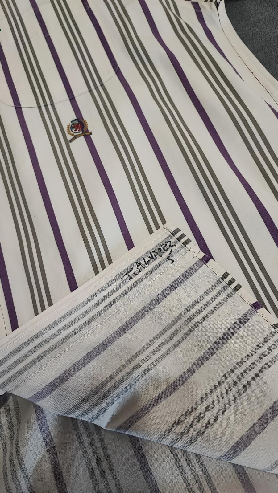 Vintage Tommy Hilfiger Striped Long Sleeve Preppy Shirt Purple Men Size XL