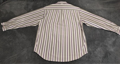 Vintage Tommy Hilfiger Striped Long Sleeve Preppy Shirt Purple Men Size XL