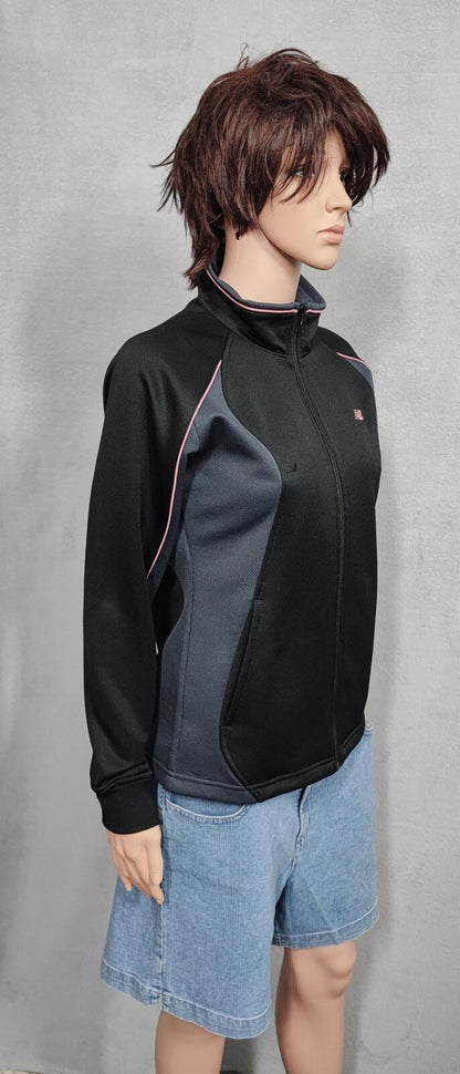 Vintage New Balance Plain Black Long Sleeve Zip Track Jacket Women Medium