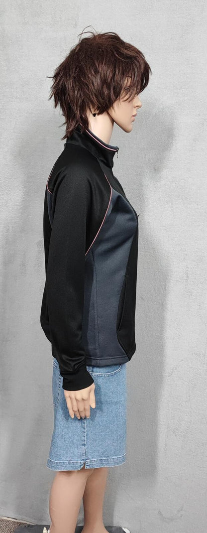 Vintage New Balance Plain Black Long Sleeve Zip Track Jacket Women Medium