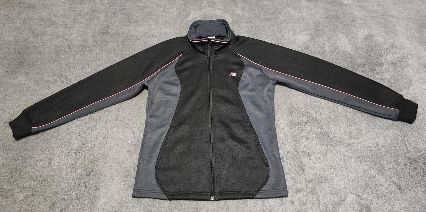 Vintage New Balance Plain Black Long Sleeve Zip Track Jacket Women Medium
