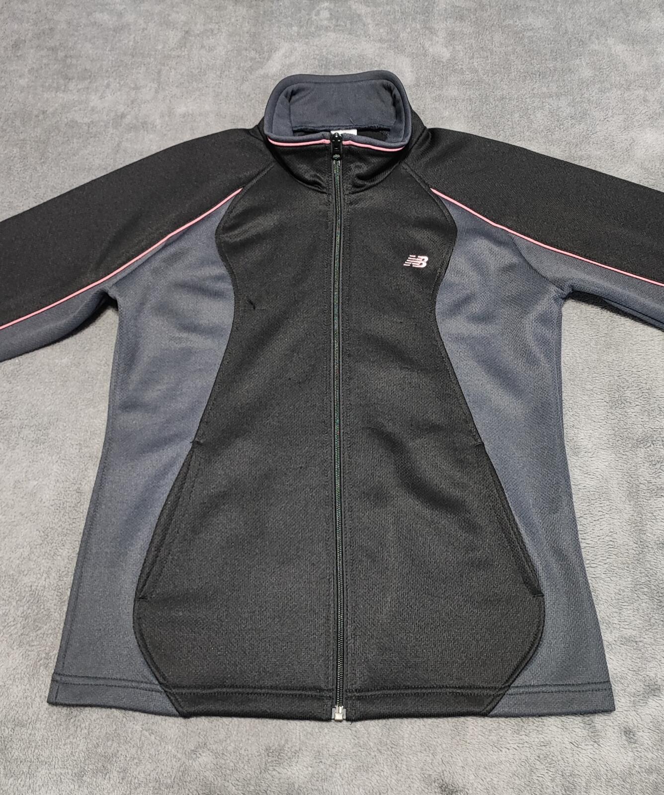 Vintage New Balance Plain Black Long Sleeve Zip Track Jacket Women Medium