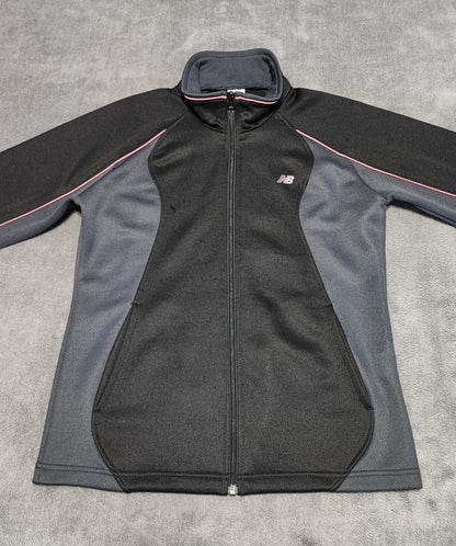 Vintage New Balance Plain Black Long Sleeve Zip Track Jacket Women Medium