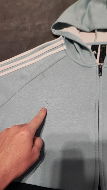 Vintage adidas Striped Hooded Track Jacket Navy Blue Women Size UK 18 20