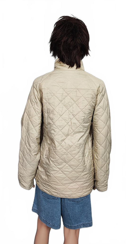 Vintage Barbour Flyweight Cream Quilted Corduroy Collar Jacket Women Size Large