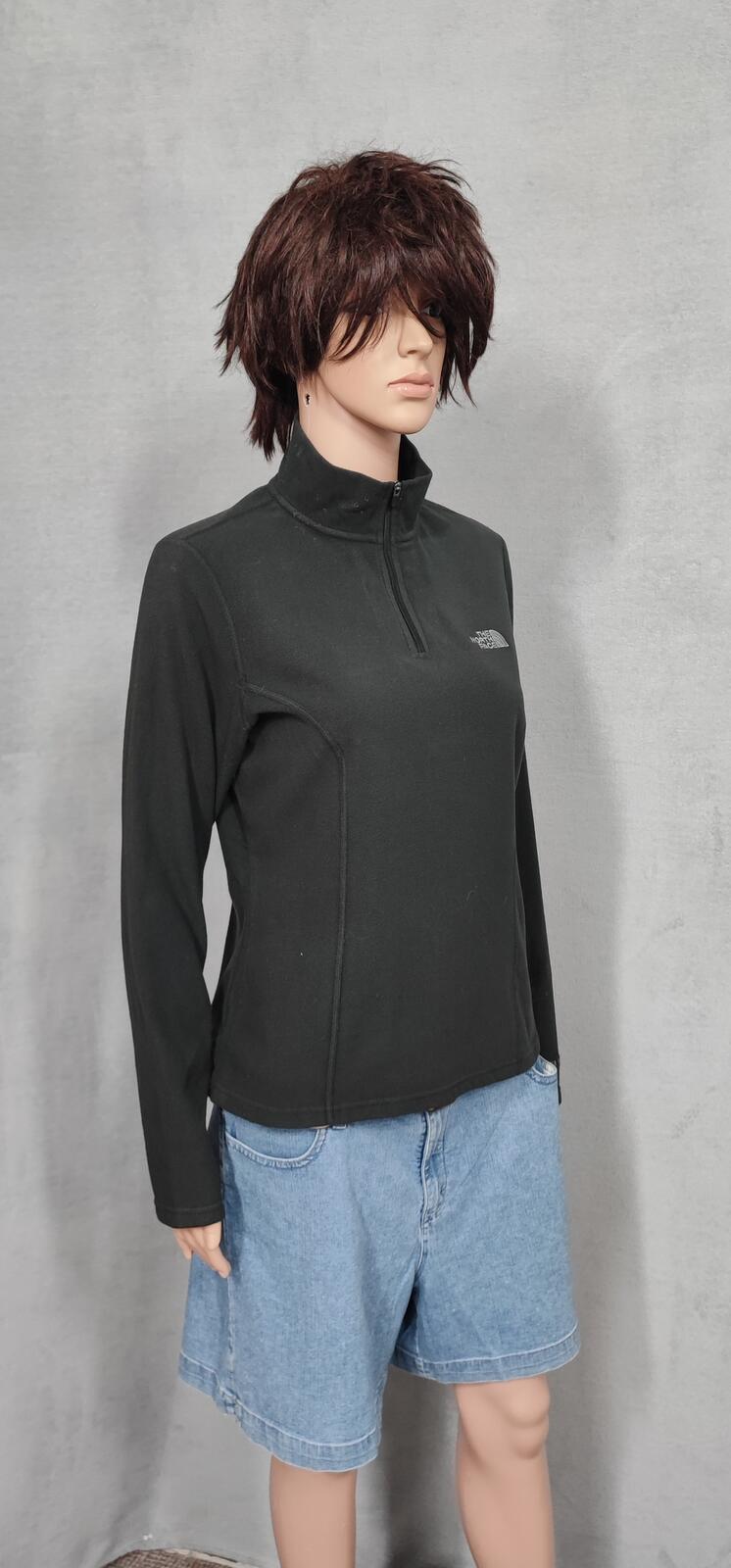 Vintage The North Face Plain Black Half Zip Fleece Pullover Jacket Women Medium
