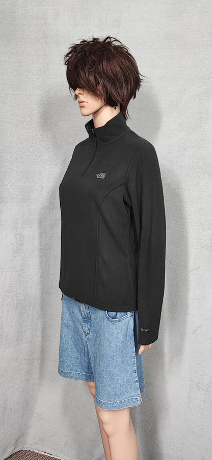 Vintage The North Face Plain Black Half Zip Fleece Pullover Jacket Women Medium