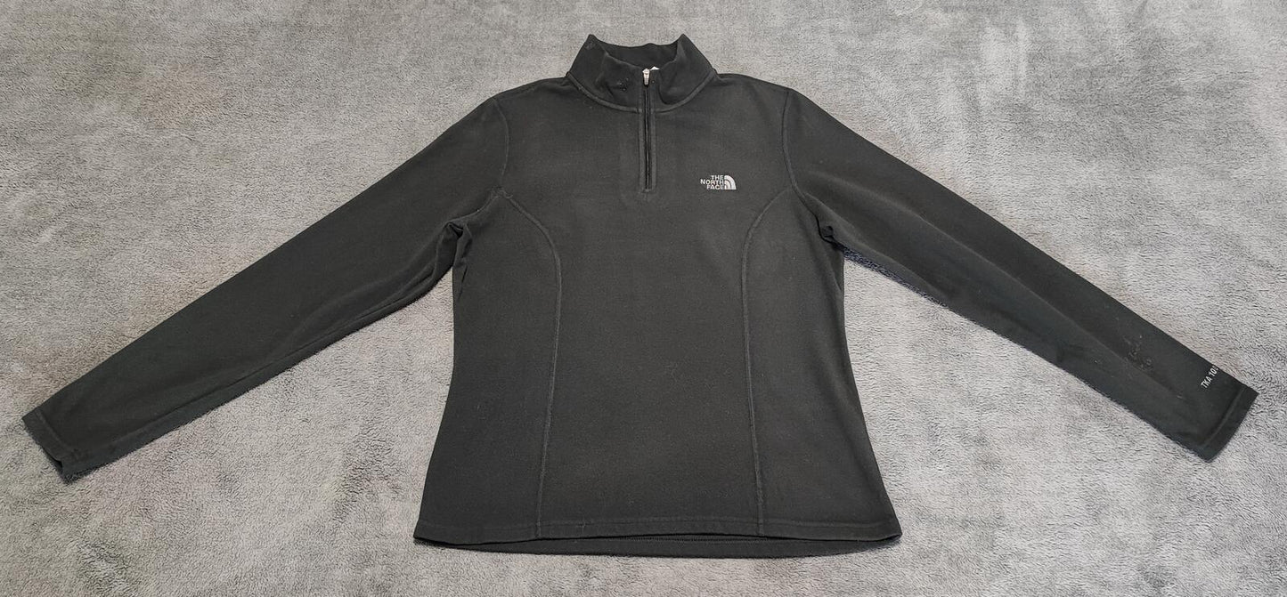 Vintage The North Face Plain Black Half Zip Fleece Pullover Jacket Women Medium