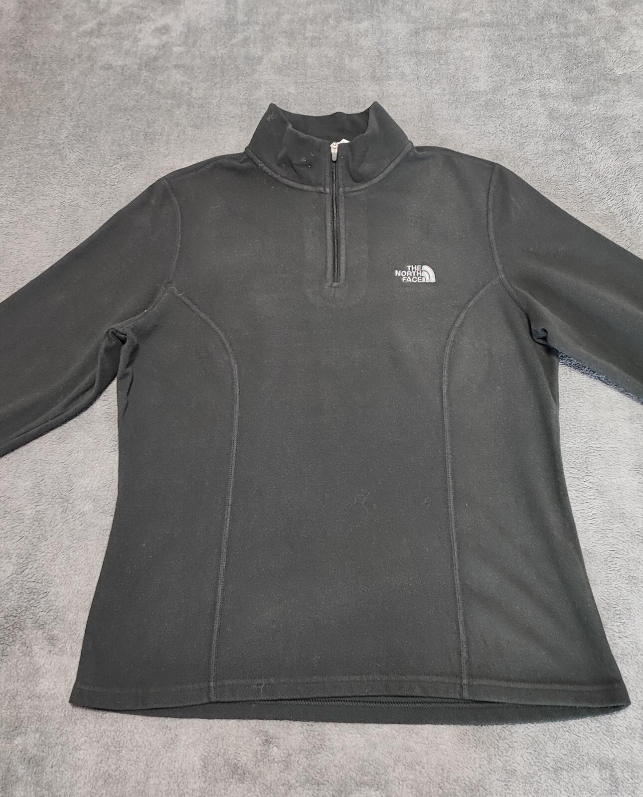 Vintage The North Face Plain Black Half Zip Fleece Pullover Jacket Women Medium