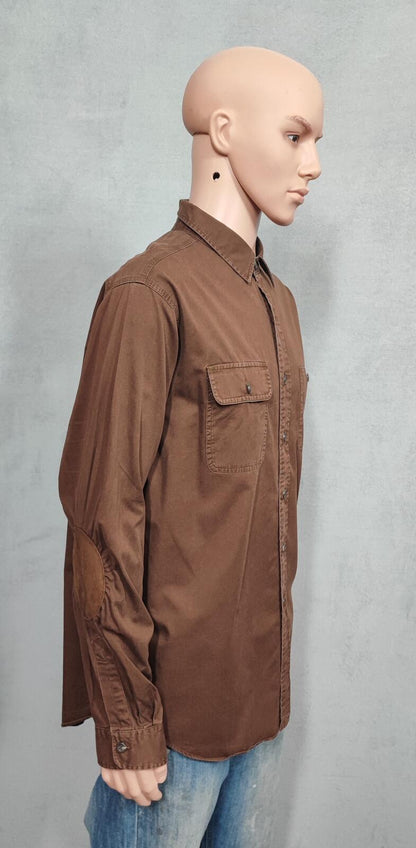 Vintage Polo Ralph Lauren Utility Long Sleeve Shirt Faded Brown Men's Size XL