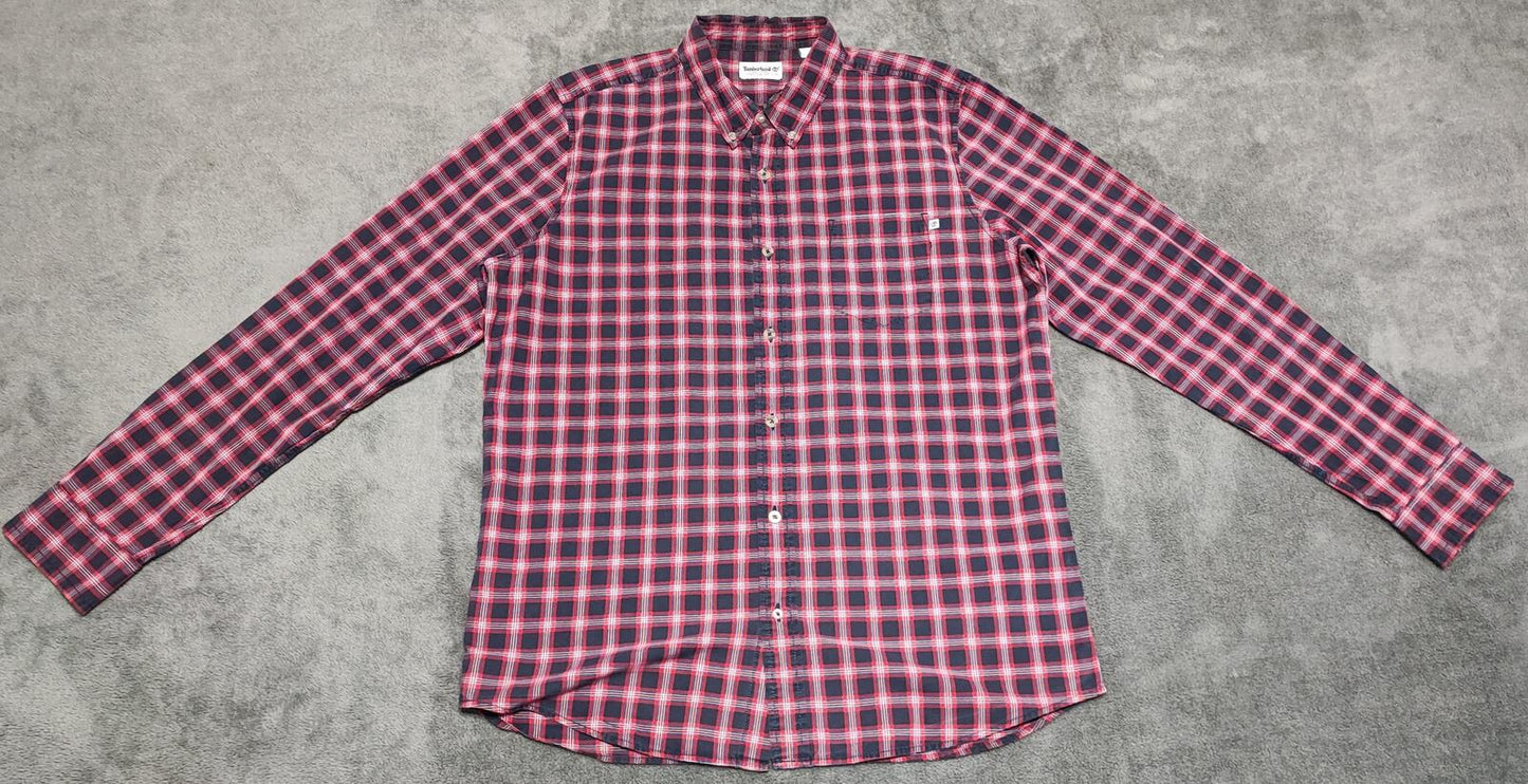 Vintage Timberland Plaid Long Sleeve Western Pearl Snap Shirt Men Size Medium