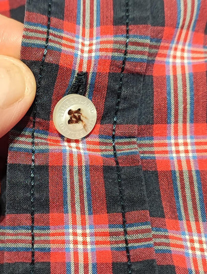 Vintage Timberland Plaid Long Sleeve Western Pearl Snap Shirt Men Size Medium