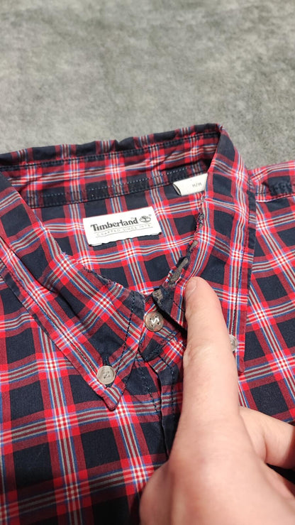Vintage Timberland Plaid Long Sleeve Western Pearl Snap Shirt Men Size Medium
