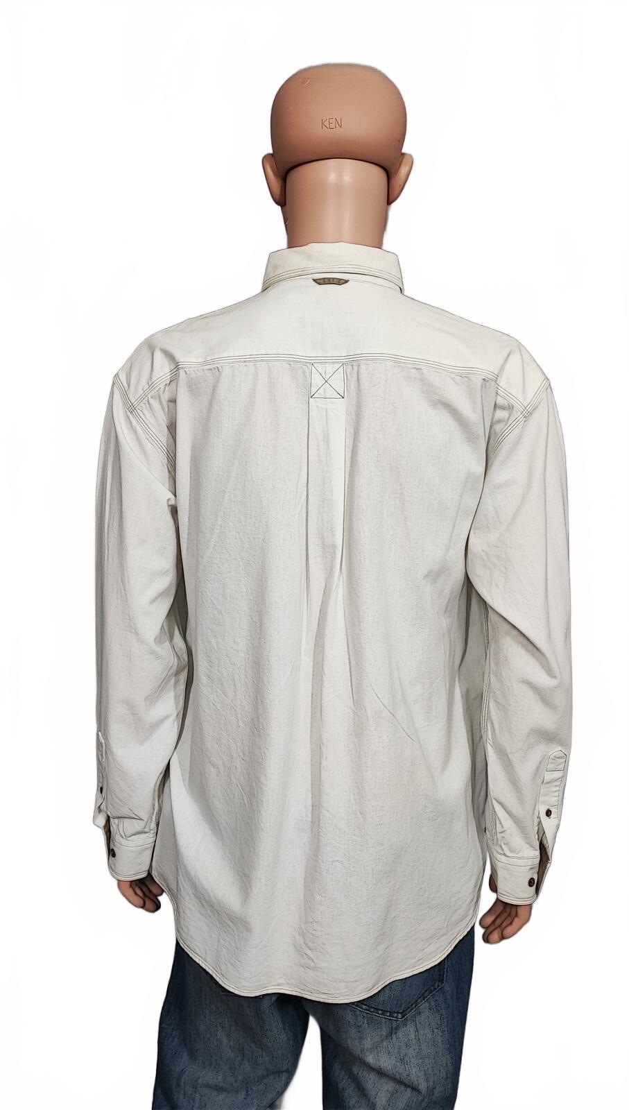 Vintage Timberland Off White Long Sleeve Western Pearl Snap Shirt Men Size XL