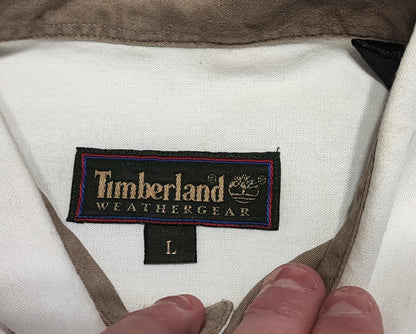 Vintage Timberland Off White Long Sleeve Western Pearl Snap Shirt Men Size XL