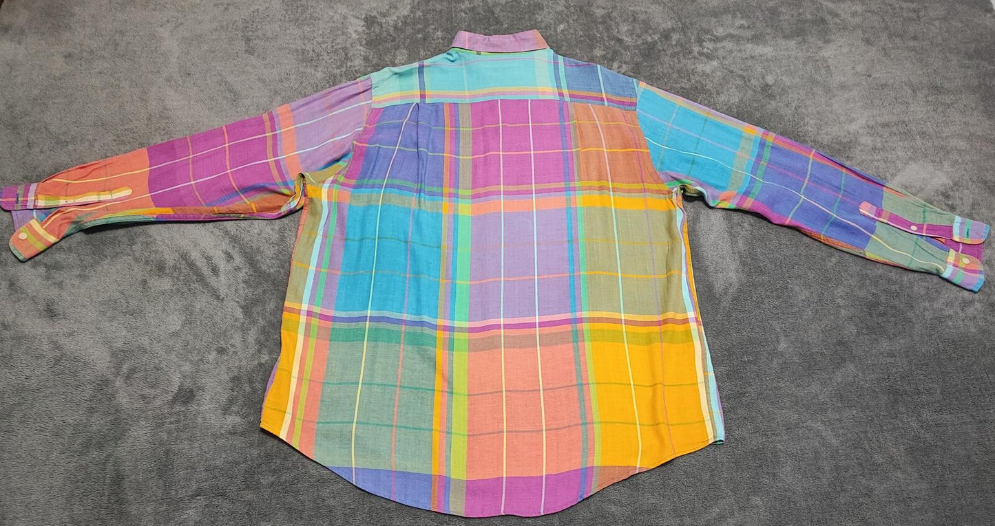 Vintage Nautica Checked Long Sleeve Plaid Oversized Streetwear Shirt Blue  XXL