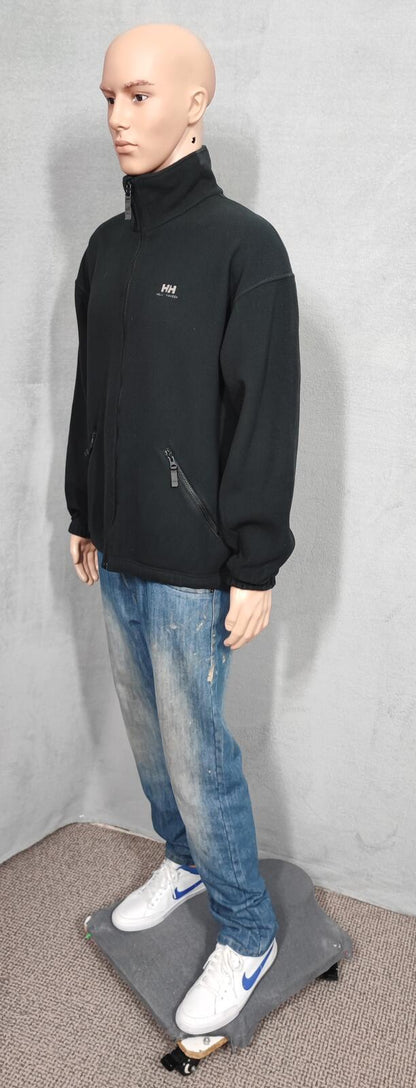 Vintage Helly Hansen Plain Faded Black Polartec Fleece Jacket Men Size XXL
