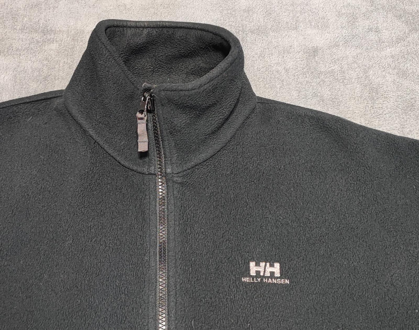 Vintage Helly Hansen Plain Faded Black Polartec Fleece Jacket Men Size XXL