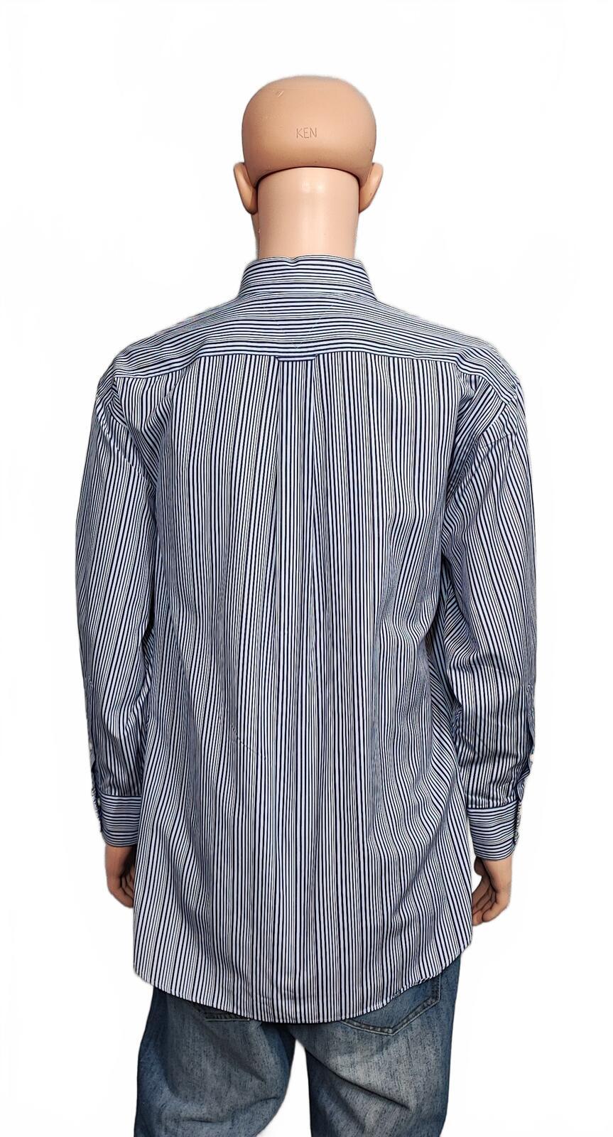 Vintage Tommy Hilfiger Striped Long Sleeve Lifetime Collar Shirt Blue Men Size XXL