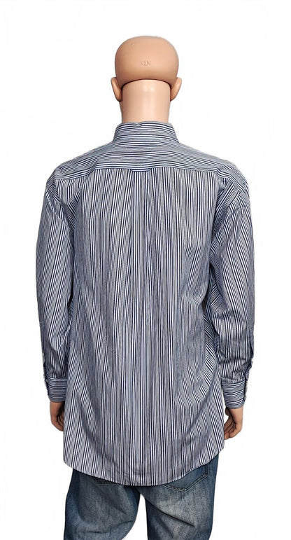 Vintage Tommy Hilfiger Striped Long Sleeve Lifetime Collar Shirt Blue Men Size XXL