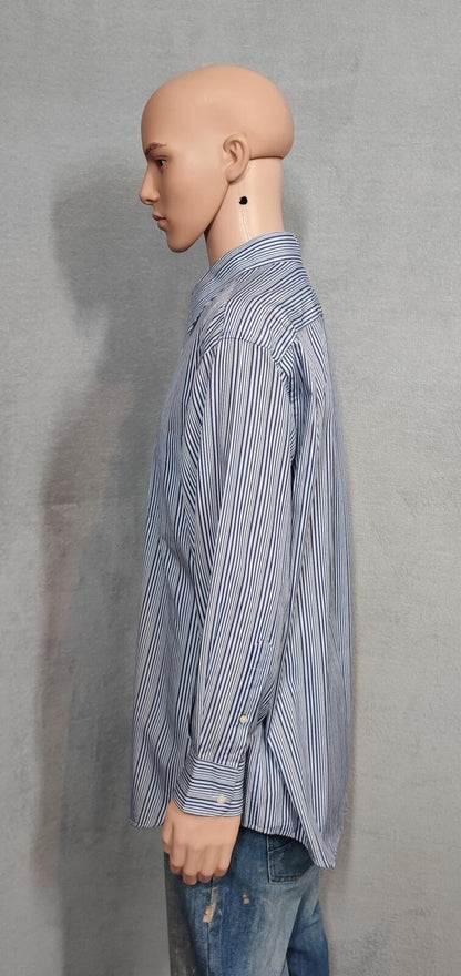Vintage Tommy Hilfiger Striped Long Sleeve Lifetime Collar Shirt Blue Men Size XXL