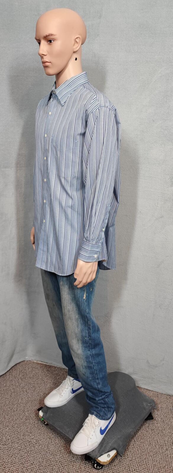 Vintage Tommy Hilfiger Striped Long Sleeve Lifetime Collar Shirt Blue Men Size XXL