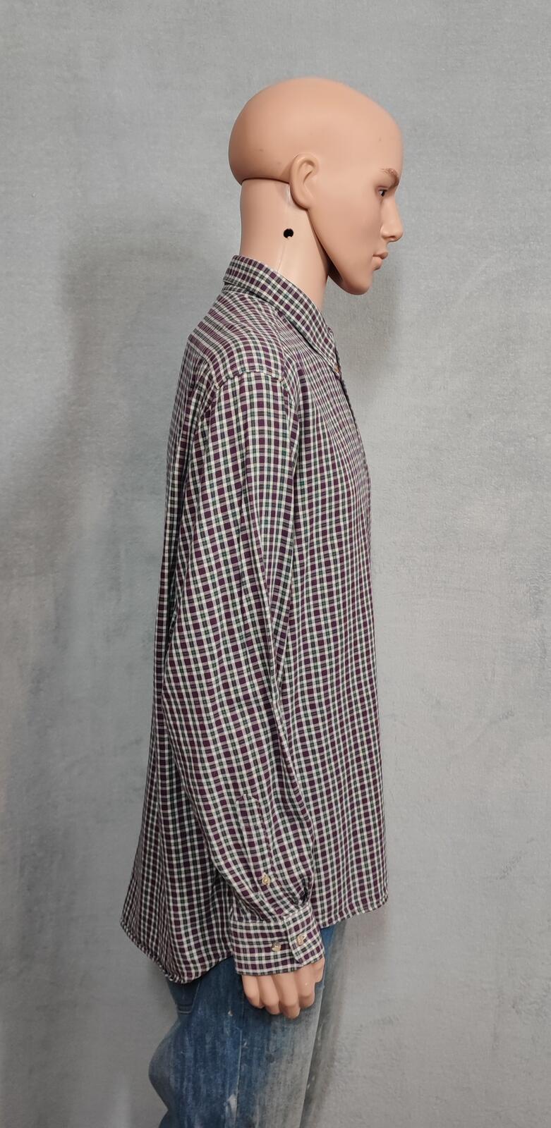 Vintage Lacoste Checked Long Sleeve Shirt Purple Green White Plaid Men Size XL