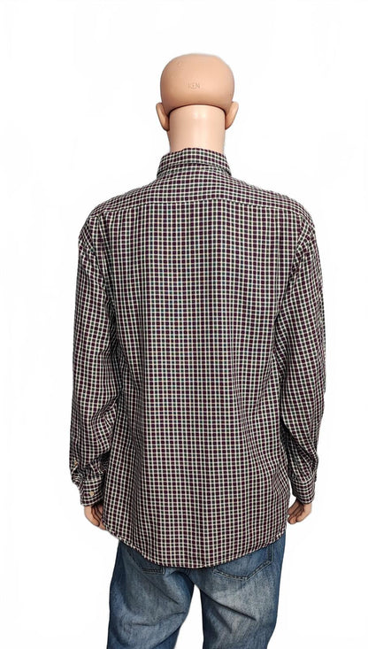 Vintage Lacoste Checked Long Sleeve Shirt Purple Green White Plaid Men Size XL