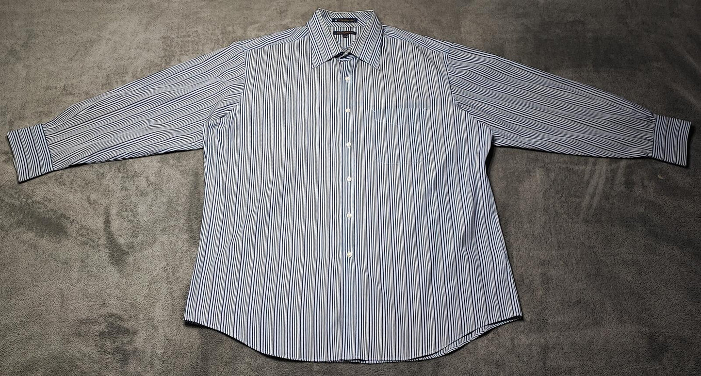 Vintage Tommy Hilfiger Striped Long Sleeve Lifetime Collar Shirt Blue Men Size XXL