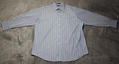 Vintage Tommy Hilfiger Striped Long Sleeve Lifetime Collar Shirt Blue Men Size XXL