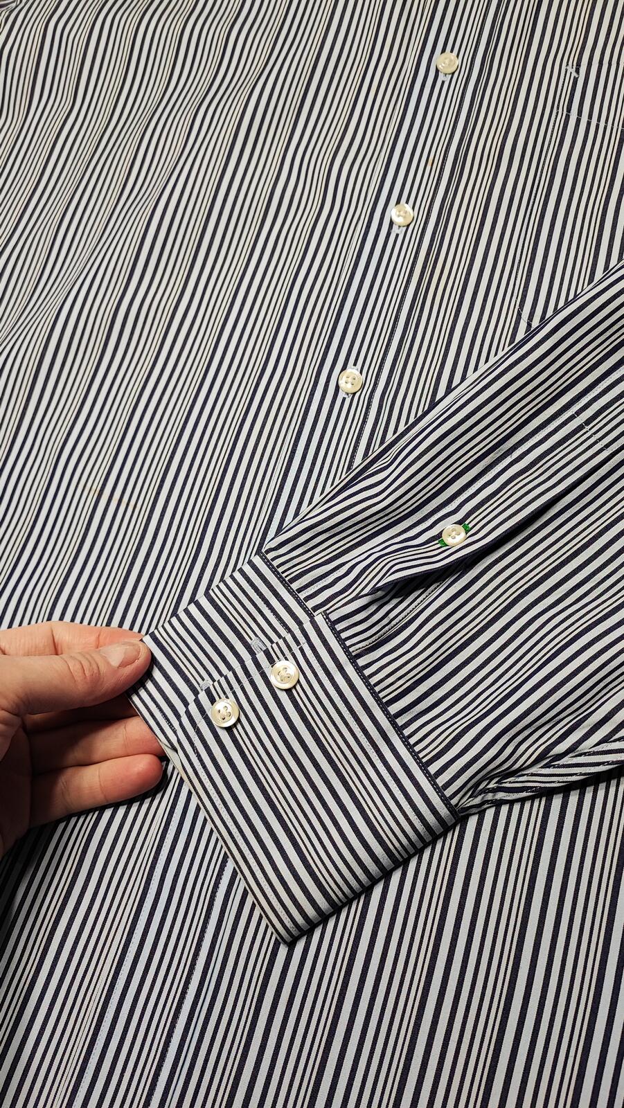 Vintage Tommy Hilfiger Striped Long Sleeve Lifetime Collar Shirt Blue Men Size XXL