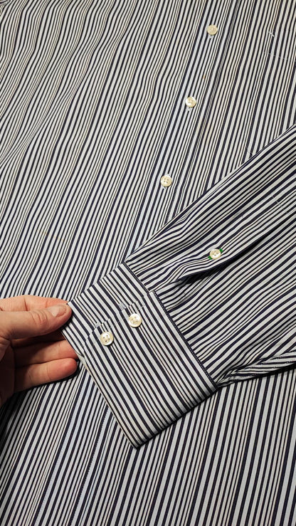Vintage Tommy Hilfiger Striped Long Sleeve Lifetime Collar Shirt Blue Men Size XXL