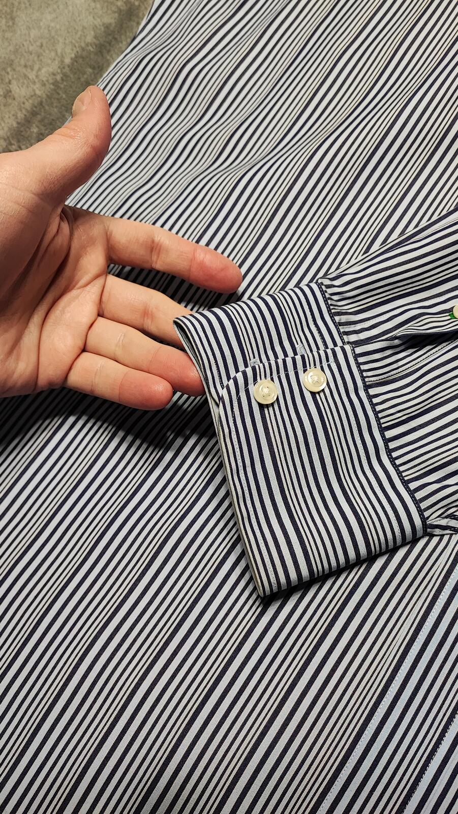 Vintage Tommy Hilfiger Striped Long Sleeve Lifetime Collar Shirt Blue Men Size XXL
