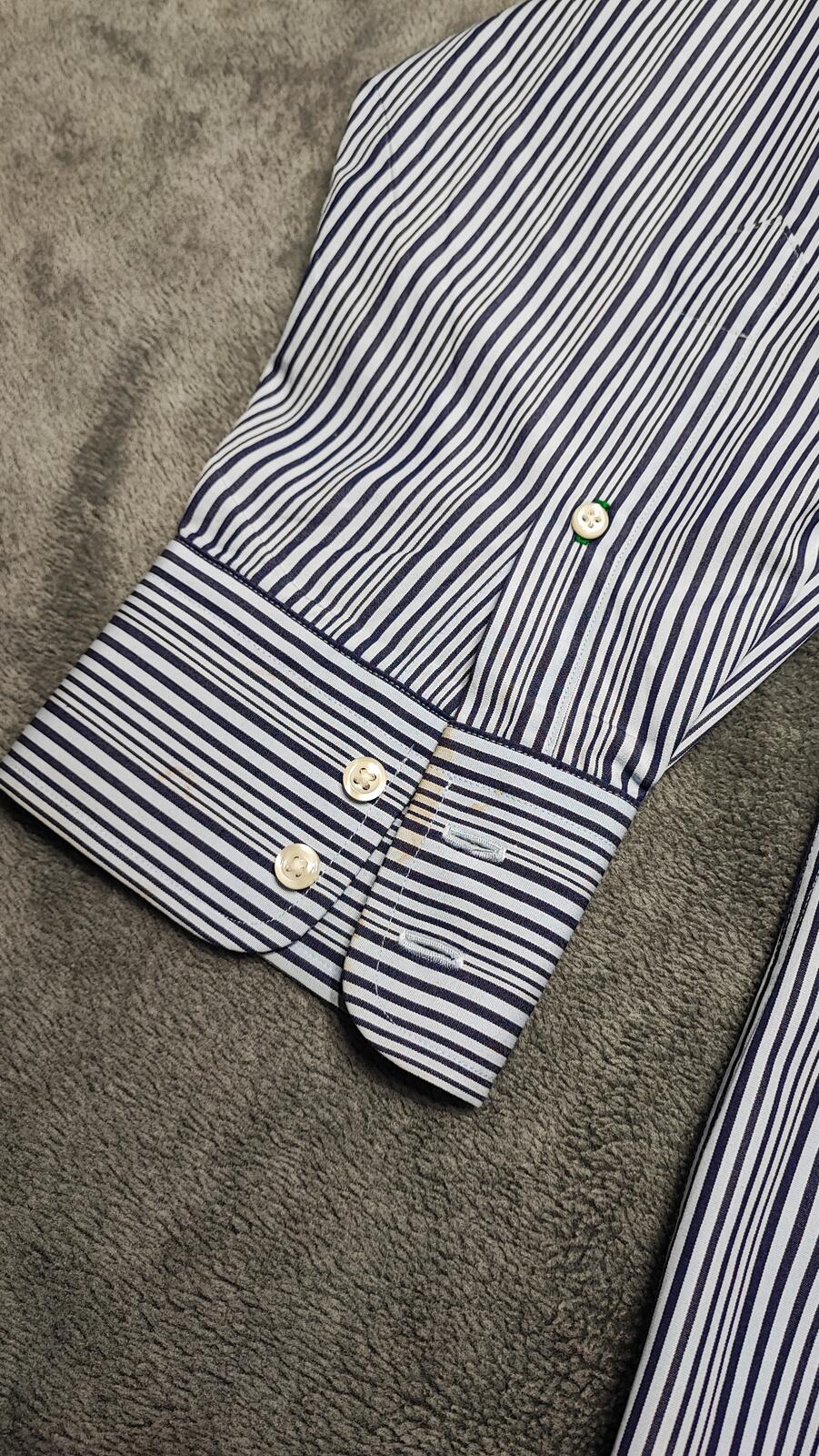 Vintage Tommy Hilfiger Striped Long Sleeve Lifetime Collar Shirt Blue Men Size XXL