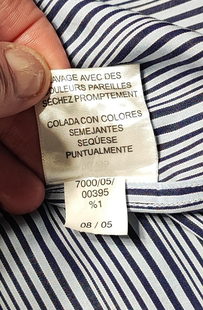 Vintage Tommy Hilfiger Striped Long Sleeve Lifetime Collar Shirt Blue Men Size XXL