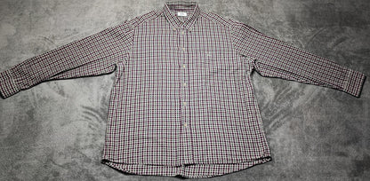 Vintage Lacoste Checked Long Sleeve Shirt Purple Green White Plaid Men Size XL