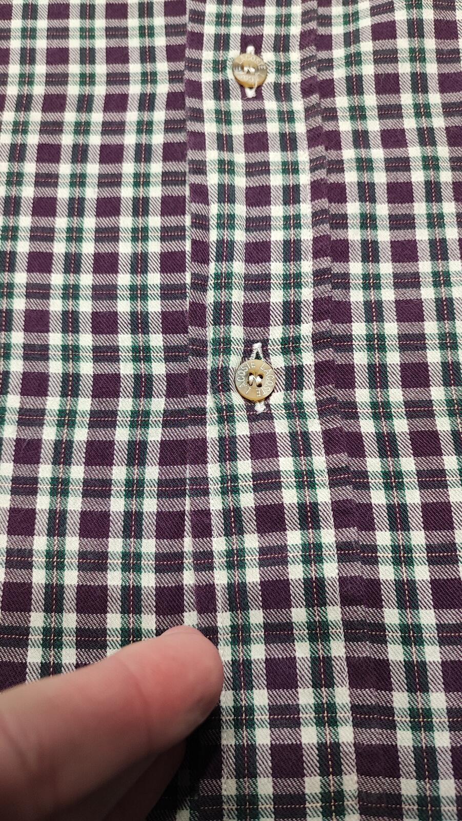 Vintage Lacoste Checked Long Sleeve Shirt Purple Green White Plaid Men Size XL
