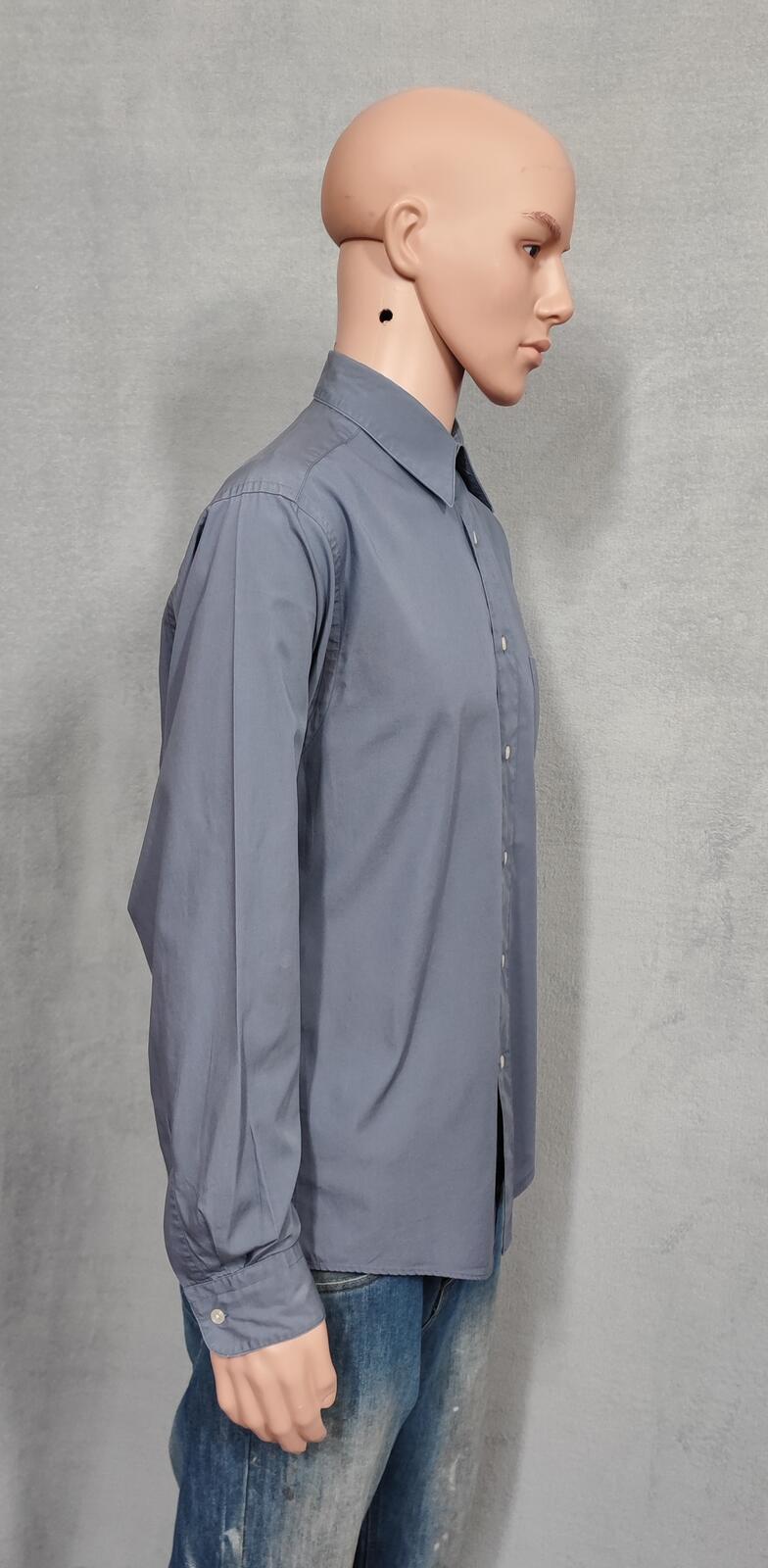Vintage Calvin Klein Striped Shirt Medium Grey White Cotton Long Sleeve Y2K 90s