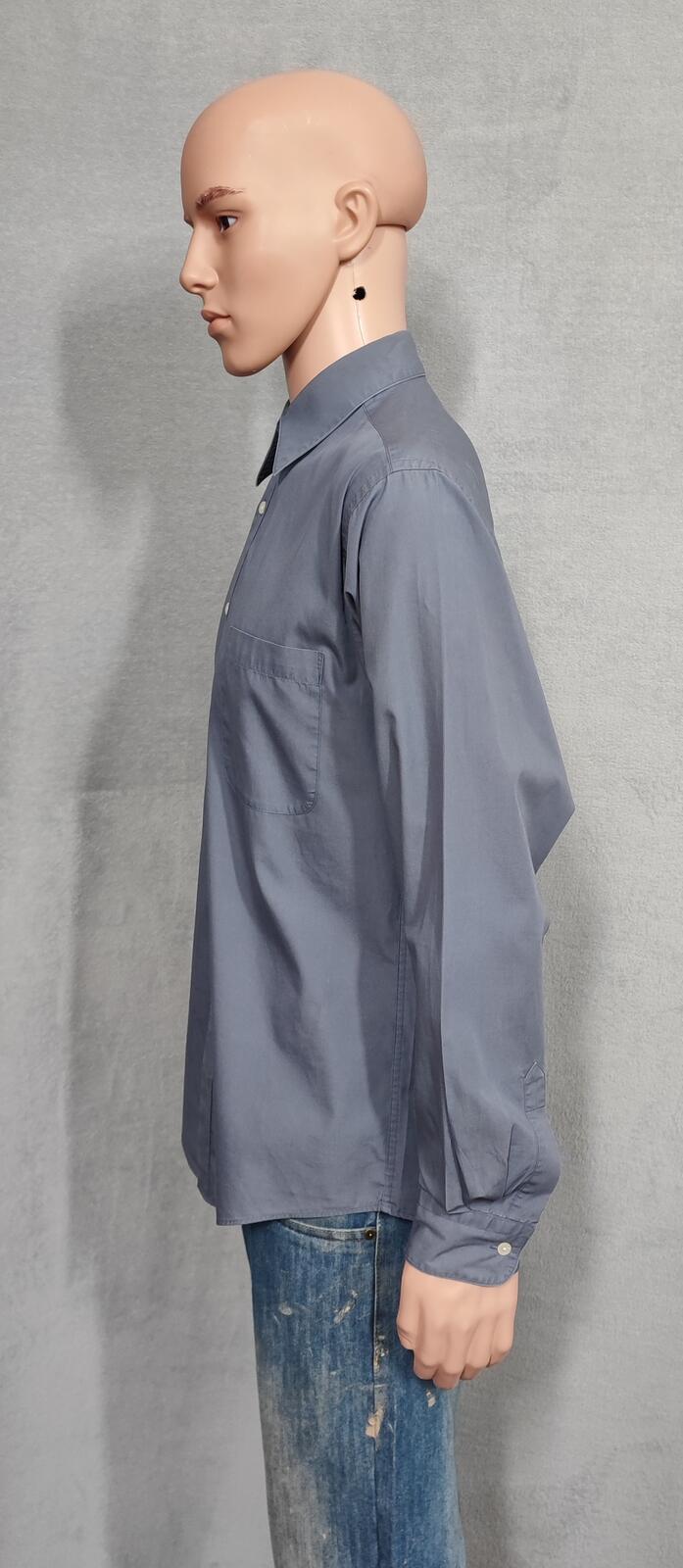 Vintage Calvin Klein Striped Shirt Medium Grey White Cotton Long Sleeve Y2K 90s