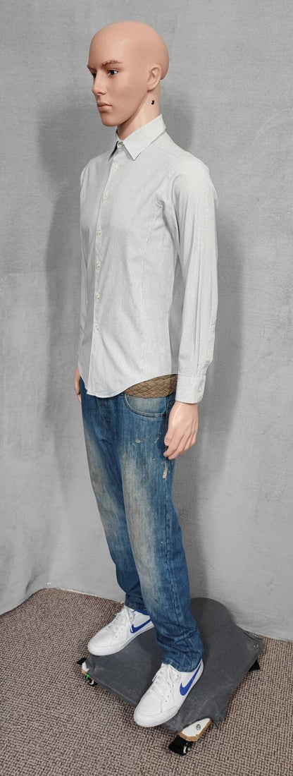 Vintage Calvin Klein Plain Long Sleeve Shirt Grey Men's Size Small S